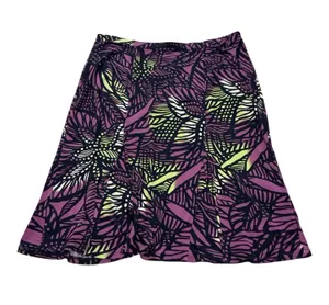 Dana Buchman Purple Black Tropical Abstract Geometric Knit Midi Skirt Large thumbnail 1