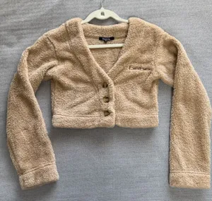 Bebe Beige Fuzzy womens Blazer Size XS‎ thumbnail 1