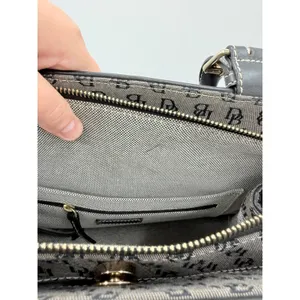 Dooney & Bourke Signature Monogram Jacquard Satchel Gray‎ Black Shoulder Bag thumbnail 15