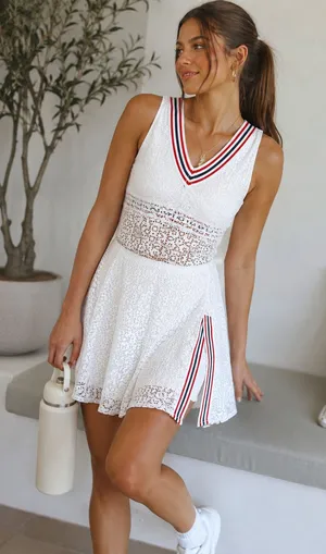Free People Movement FP All Aces White Lace Tennis Dress with Shorts Small thumbnail 1