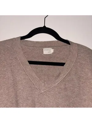 Dreamers by Debut Tan Waffle Knit Casual V Neck Sweater size Medium thumbnail 2