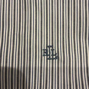 Lauren Ralph Lauren Pinstripe Button Down Shirt Blue White Non-Iron XL Logo thumbnail 3