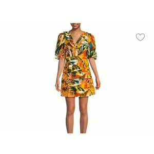 Walter Baker Dress‎ Womens 6 Multicolor Tropical Palm Print Ruffle Mini W71469 thumbnail 2