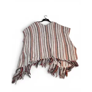 Altar’d State Striped Fringe Open Front Poncho Top Size S Boho Southwestern thumbnail 8
