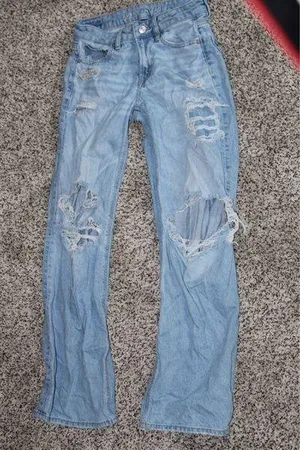 wide leg american eagle ripped jeans low rise thumbnail 1