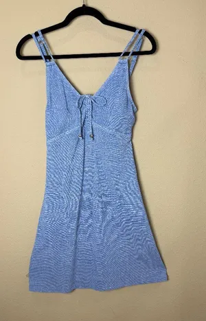 Tommy Bahama Island Cays Mini Dress Textured Light Blue Pique Knit Size XS thumbnail 1