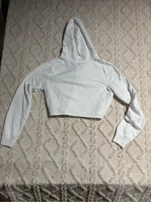 Hollister white cropped zipped hoodie large NWT thumbnail 4
