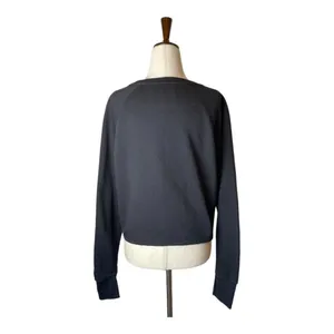 Champion‎ Sweatshirt Women Meddium Black Crew Neck Cropped Raw Hem Logo Athletic thumbnail 3