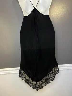 Intimately Free People Full Slip Womens XS Black Lace Sheer Strappy Chemise thumbnail 8