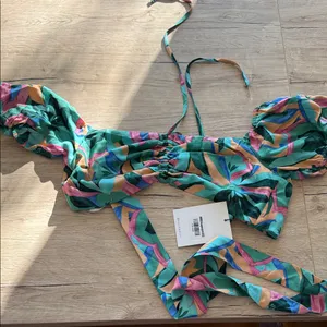 Nwt Hello Molly Tropicana Heart Crop Blue thumbnail 6