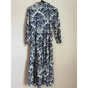 Zara Shirt Dress‎ Midi Dress Size XS White Blue Floral Cotton thumbnail 2