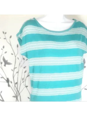 Aeropostale Womens Striped Knitted Pullover Sweater Blue White XS thumbnail 3