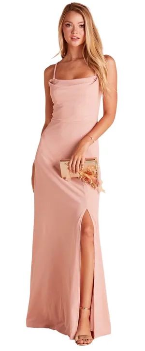 Birdy‎ Grey Ash Maxi Dress Dusty Rose Pink Cowl Neck Bridesmaid Gown XL NWT thumbnail 1