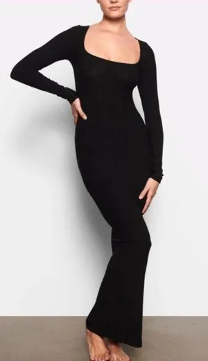 SKIMS Long Sleeve Maxi Dress M thumbnail 1