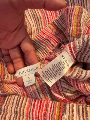 Sundance Pink Tan Stripe elastic Waist Bakari Beachy Pants Roll Tab Hem S pocket thumbnail 11