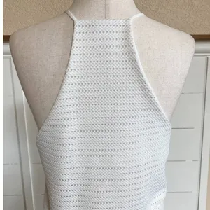 Zara White Textured Halter Peplum Top Asymmetrical Hem‎ Medium thumbnail 6