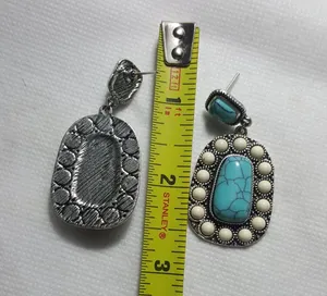 Tibetan Silver Turquoise Dangle Drop Hook Earring Blue thumbnail 2