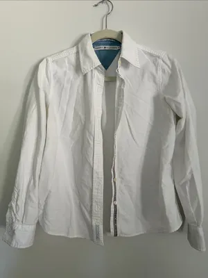 Tommy Hilfiger White Long-Sleeve Casual Button-Down Shirt with Subtle Trim thumbnail 1