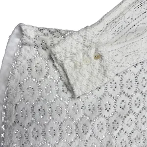 Stella+Ginger‎ Lace Crochet Pointelle Shirt Women XL Cottagecore White Button thumbnail 2
