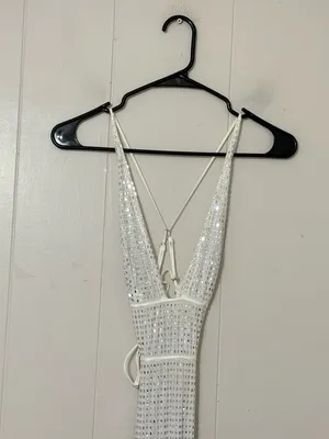 Oh Polly Magdalena Embellished Cut Out Backless Maxi Dress White Size 2 thumbnail 4