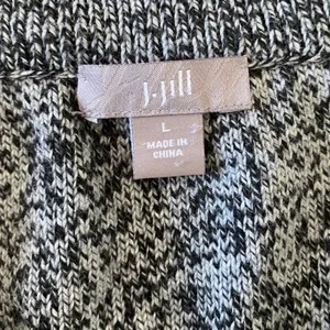 J. Jill Womens B&W Marled Full Zip‎ Shawl Collar Sleeveless Sweater Vest Large thumbnail 5