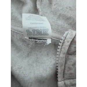 Victoria’s Secret PINK Gray Zip Up Hoodie Crest Logo Full Zip Sweatshirt Size L thumbnail 7