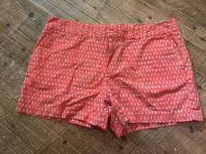 Loft linen blend red & gray leaf preppy chino 12 shorts thumbnail 1