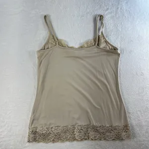 Cato Y2K Vintage Sz M Beige Cami Tank Top Lace Neck Bottom Trim Boho‎ Whimsy Coquette thumbnail 11