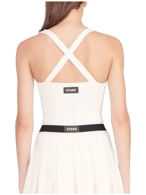 NWT Staud Carry Top Ivory Square Neck Sleeveless Athletic Tank Top MEDIUM thumbnail 2