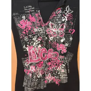 Ransom T-Shirt 2XS Black Pink Graphic Butterfly Y2K‎ 90s McBling Grunge Sleaze thumbnail 2