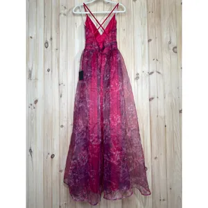 Lulus Romance That Wows Magenta Floral Print Organza Maxi Dress Holiday Large thumbnail 6