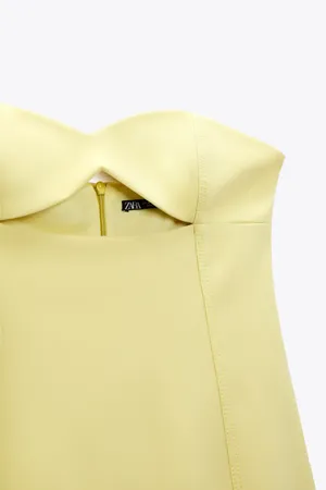 ZARA Bodycon Strapless Mini Lemon Party Coctail Shower Bridal 🍋Dress thumbnail 13