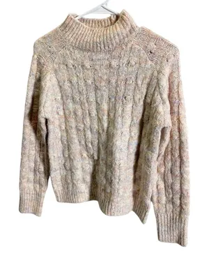 Heartloom XS Cable Knit Mock Neck Sweater Multicolor‎ Wool Blend thumbnail 1
