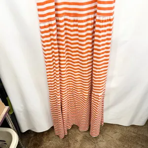 Old Navy Large Maxi Dress Orange White Striped Tiered‎ Sleeveless TN Vols 1595 thumbnail 6