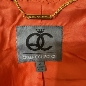 VTG Queen Latifah Shearling Leather Jacket Women XL Orange‎ Queen Biker thumbnail 4