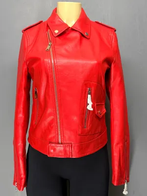 Azalea Wang Red Moto Jacket | Faux Leather Biker Jacket | Women’s Large | NWT thumbnail 5
