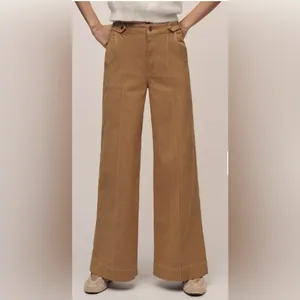 Anthropologie Maeve Contrast Stitch High-Rise Wide-Leg Pants 2 thumbnail 2