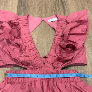Runway Scout Womens Ruffled Cut Out Backless Rose Pink Mini Dress Size XS Cotton thumbnail 11