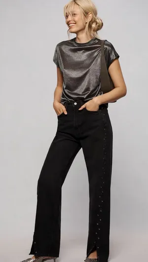 Anthropologie metallic top thumbnail 1