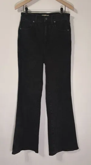 Madewell Black Denim 11” High Rise Flare Jeans Sz 27 thumbnail 1