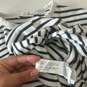 Zara Striped White and Black Short Sleeve Bodysuit thumbnail 4