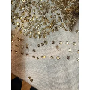 Moda International Cardigan Womens M Beige Silk Sequin Beaded Star thumbnail 16