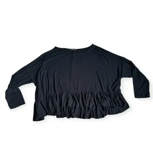 Soprano black long sleeve babydoll Top 1X thumbnail 3