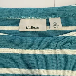LL Bean Teal Striped Boat Neck 3/4 Sleeves Rib Knit Shirt Size XL thumbnail 8