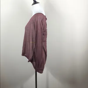 Long Sleeve Top Lace Up Back Cutout Purple thumbnail 4