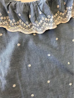 Sézane Embroidered Francesca Blouse Blue Chambray Women’s size 36 US 4 Small thumbnail 5