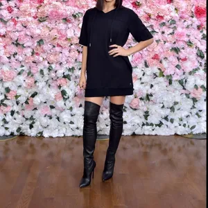 Jenna Dewan x Danskin Oversized Hooded Sweatshirt Dress in Black Size‎ Large thumbnail 7