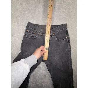 womens levis 501 button fly jeans 26x28 raw‎ hem Washed Black Gray thumbnail 9
