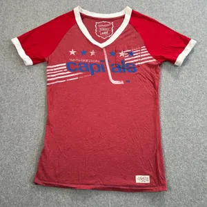 Washington Capitals Mitchell & Ness Tee Shirt Women's LG V-Neck Distressed Retro thumbnail 1