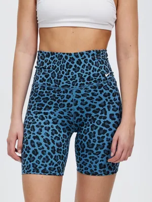 NIKE Blue Leopard Print High-Waist Bike Shorts thumbnail 2
